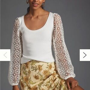 Maeve by anthropologie White Long Sleeve Blouse